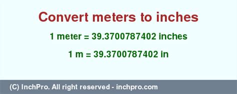 1 M In Inches Convert 1 Meter To Inches Inchpro Com