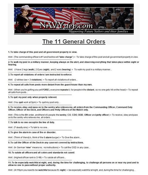 11 General Orders Navy