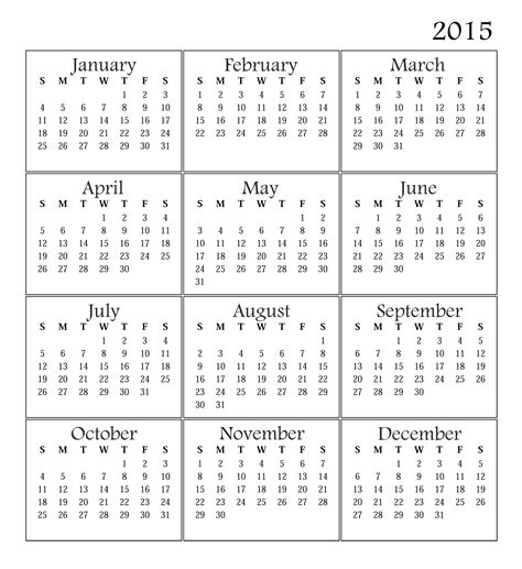 2015 Calendar Printable Free Large Images