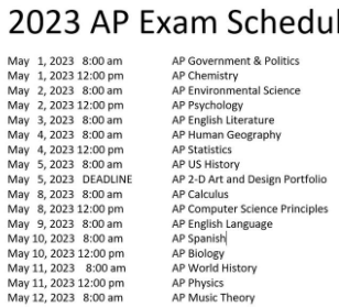 2023 Ap Exams Information Tips