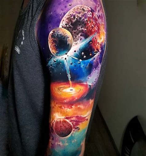 35 Colorful Space Tattoo Ideas Universe Tattoo Designs 2024