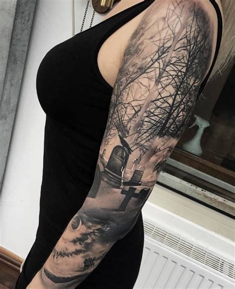 42 Impressive Graveyard And Cemetery Tattoo Designs For Love Of The