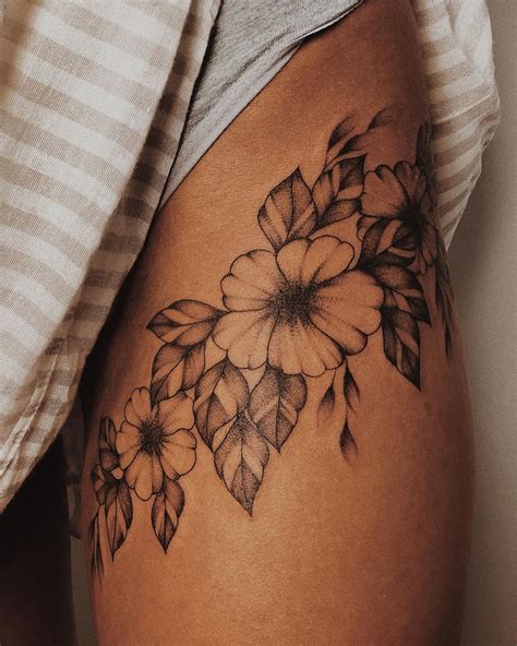 44 Best Flower Tattoos On Upper Thigh Images Tattoos Flower Tattoos