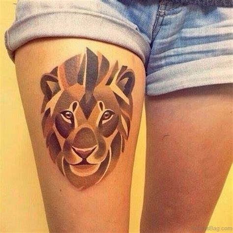 48 Nice Looking Lion Tattoos On Thigh