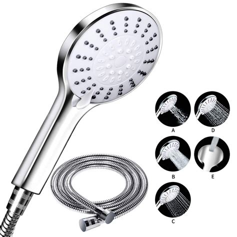 5 Mode Detachable Shower Heads Long Hose Handheld Spray Stainless Steel