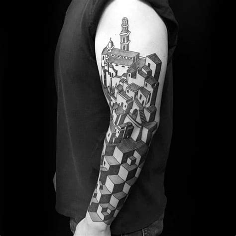 60 Mc Escher Tattoo Designs For Men Graphic Artist Ink Ideas