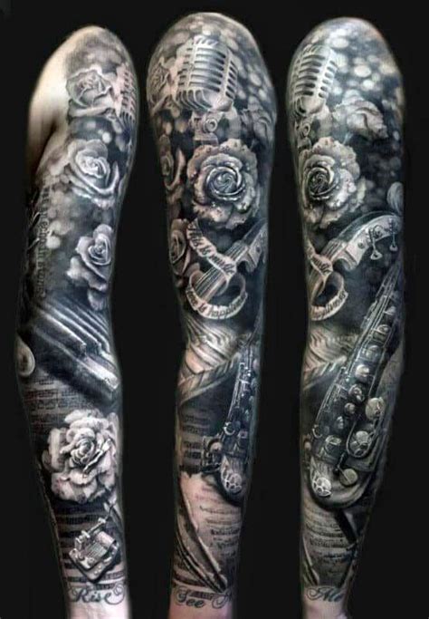 60 Music Sleeve Tattoos For Men Lyrical Ink Design Ideas