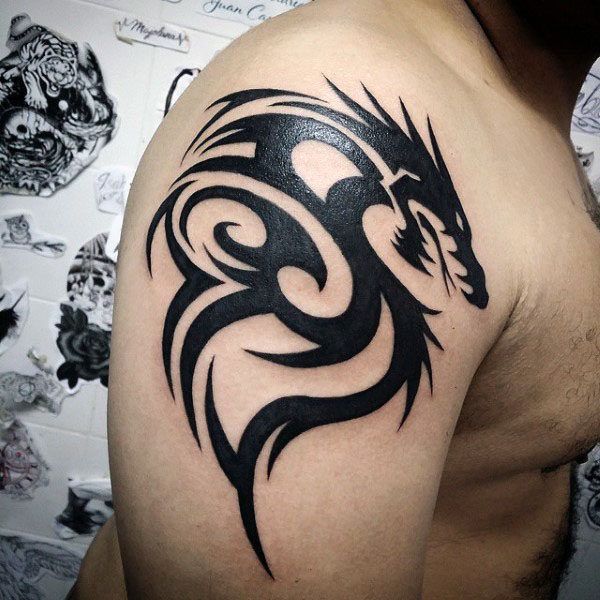 60 Tribal Dragon Tattoo Designs For Men Mythological Ink Ideas