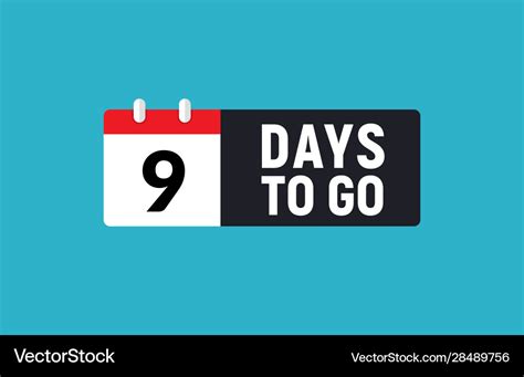 9 Days To Go Last Countdown Icon Nine Day Go Sale Vector Image