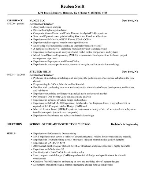 Aeronautical Engineer Resume Samples Velvet Jobs