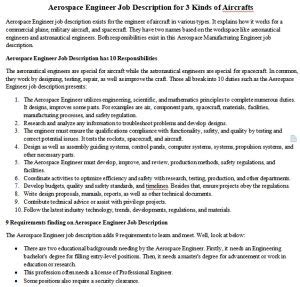 Aerospace Engineer Job Description For 3 Kinds Of Aircrafts Room Surf Com