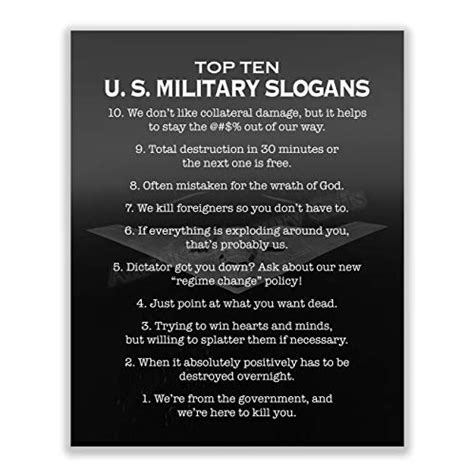 Amazon Com Top Ten U S Military Slogans Patriotic Wall Art 8 X 10