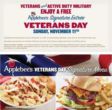 Applebee S Veterans Active Duty Military Eat Free November 11 See