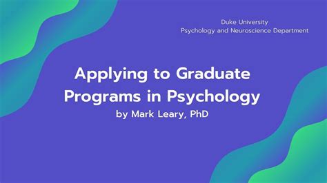 Applying To Graduate Programs In Psychology Youtube