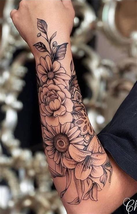 Arm Flower Design Tattoos