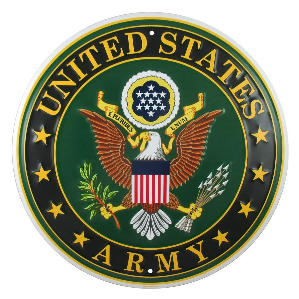 Army Military Logo Aluminum Metal Sign 12 Inch Diameter Personality U