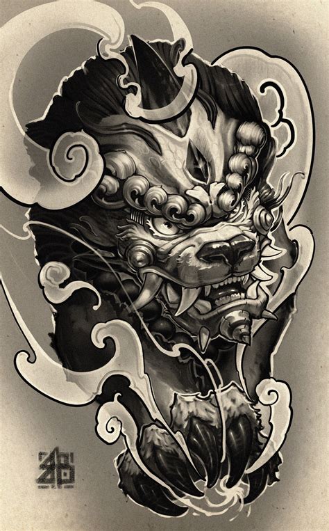 Artstation Foo Dog Tattoo Concept Foo Dog Tattoo Foo Dog Tattoo