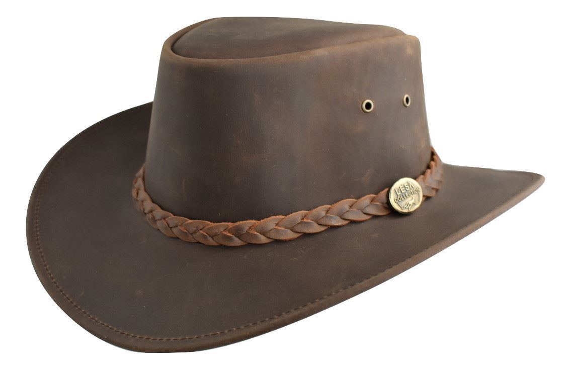 Australian Western Cowboy Style Leather Bush Hat Mens Womens Outback