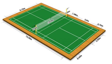 Badminton Court Size For Singles And Doubles Game Racket Sports In