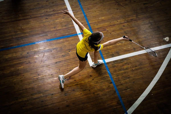 Badminton Courts With Player Competing Stock Editorial Photo