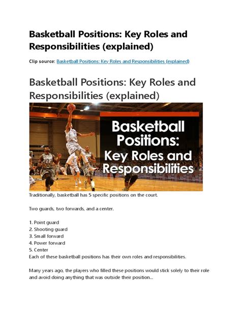 Basketball Positions Key Roles And Responsibilities Explained