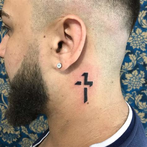 Behind The Ear Cross Tattoos For Men