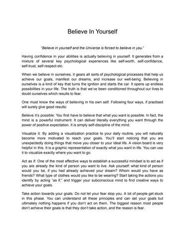 Believe In Yourself By Jbmschoolnoida Issuu