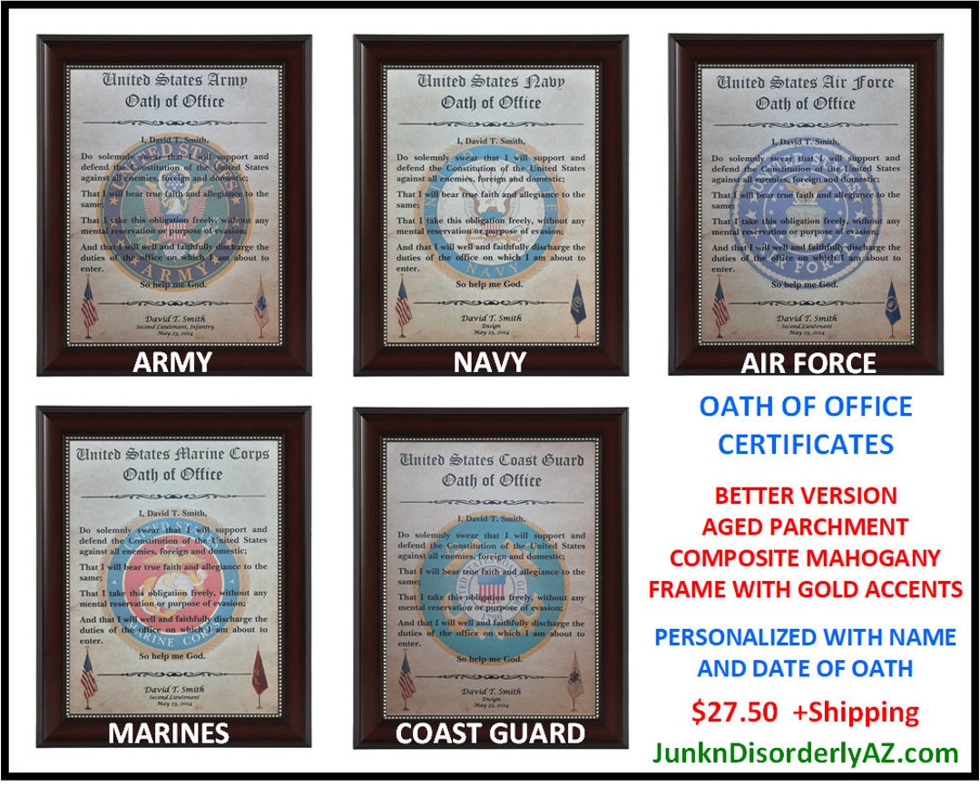 Better U S Military Officer Oath Of Office All Branches Army Etsy