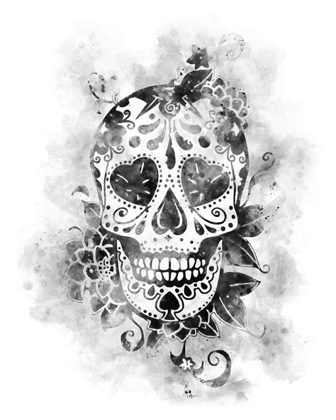 Black And Grey Sugar Skull Tattoos