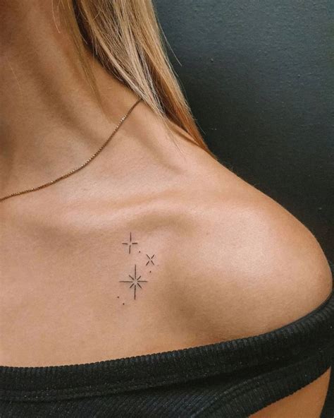 Black Stars Collarbone Tattoo For Tattoo For Women