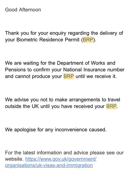 Brp Not Received R Ukvisa