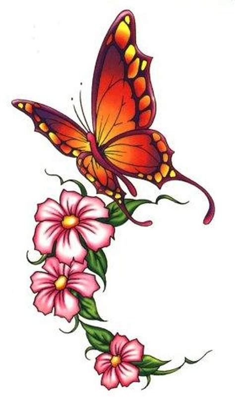 Butterfly And Flower Tattoo Drawings