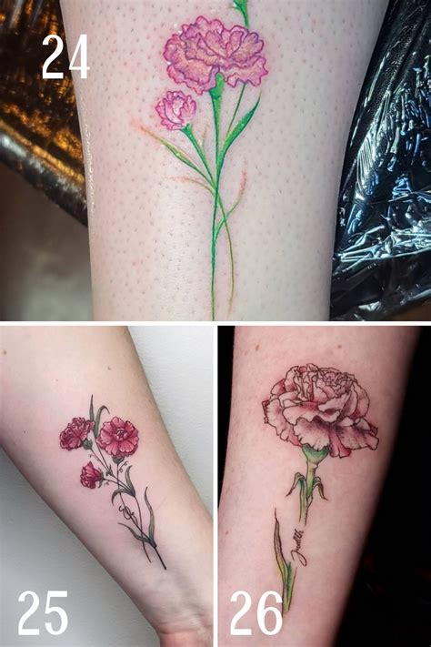 Carnations January Flower Tattoo