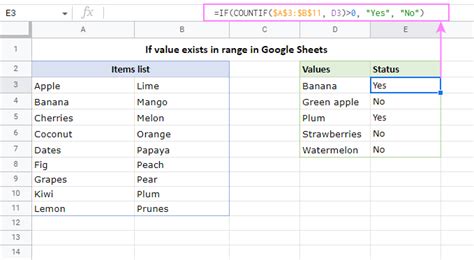 Check If Value Exists In Range In Excel And Google Sheets