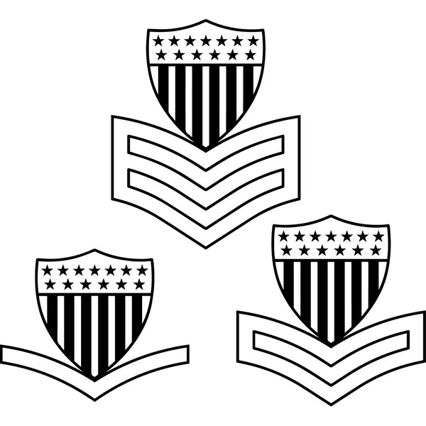 Coast Guard Enlisted Rank Insignia Isolated Vector C S N Mi N Ph