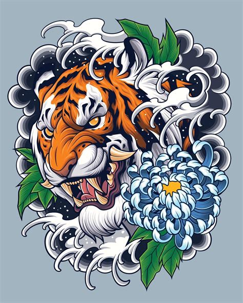 Colorful Asian Style Tiger Tattoo