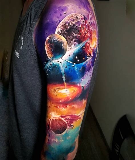 Colorful Water Space Tattoo Idea