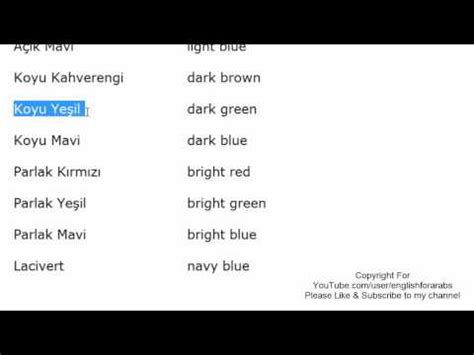 Colours Name In Turkish Part 2 Turkish For Beginners Youtube