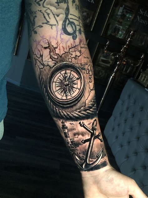 Compass Tattoo With Anchor