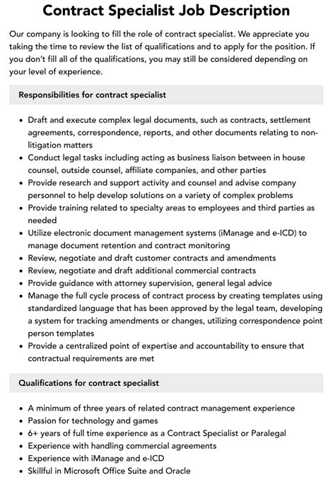 Contract Specialist Roles