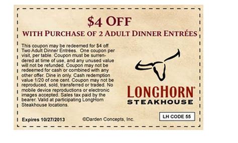 Coupons For Longhorn Steakhouse Printable Web Most Popular Longhorn