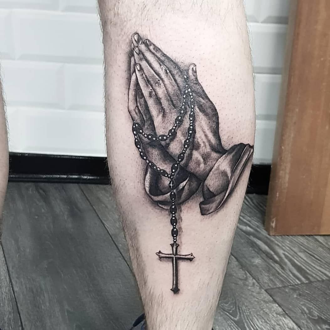 Cross And Rosary Tattoo Designs For Men