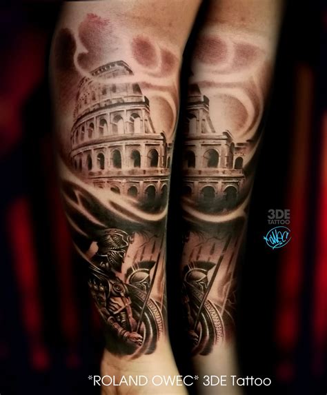 Custom Fall Of The Roman Empire Tattoo With Colosseum Skull With Roman