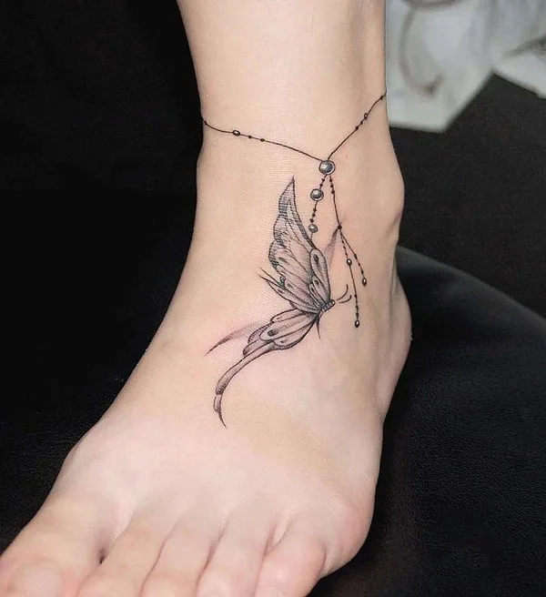 Dainty Ankle And Foot Tattoo Ankle Bracelet Tattoo Foot Tattoos