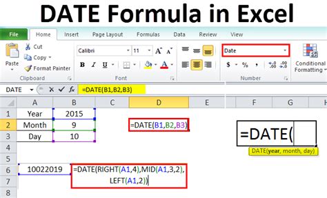 Date In Excel Formula Examples How To Use Date Function