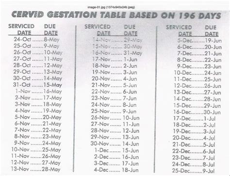 Deer Gestation Chart Jpg Deer Farmer