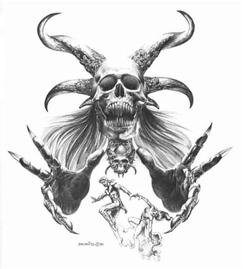 Demon Skull With Horns Tattoo Design Tattooshunt Com