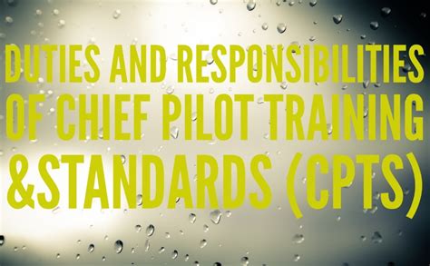 Duties And Responsibilities Chief Pilot Training Standards Cpts