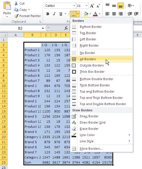 Easy Excel Borders