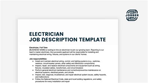 Electrician Job Description How To Write Free Template